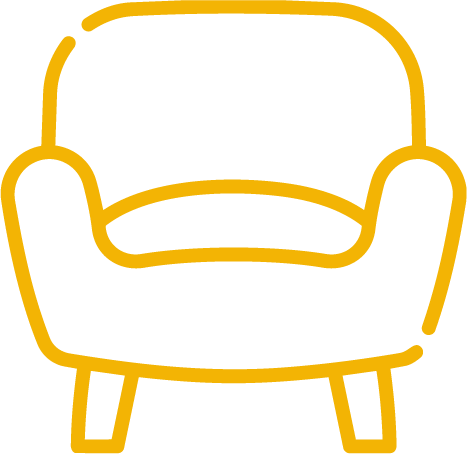 Icône jaune représentant un fauteuil de consultation de psychothérapie